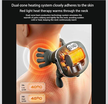 Heated Massager, Wireless Portable Shiatsu Neck and Back Massager, Electric Deep Tissue 4D Kneading Massage, Simulated Human Hand Design for Pain Relief and Muscle Relax