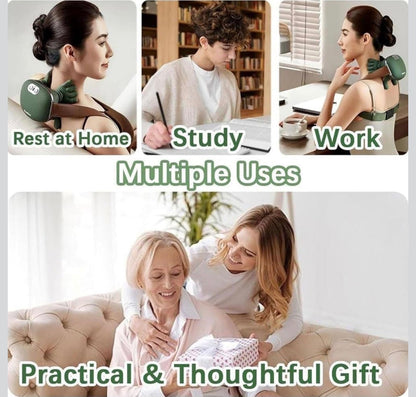Heated Massager, Wireless Portable Shiatsu Neck and Back Massager, Electric Deep Tissue 4D Kneading Massage, Simulated Human Hand Design for Pain Relief and Muscle Relax