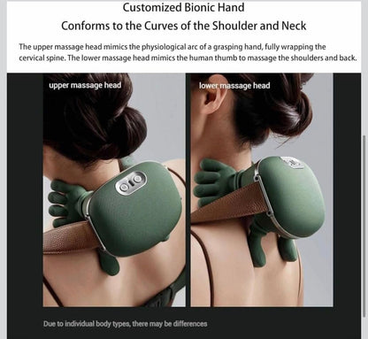 Heated Massager, Wireless Portable Shiatsu Neck and Back Massager, Electric Deep Tissue 4D Kneading Massage, Simulated Human Hand Design for Pain Relief and Muscle Relax